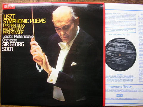 LISZT: LES PRELUDES / PROMETHEUS / FESTKLANGE LONDON PHILHARMONIC ORCHESTRA / SIR GEORG SOLTI SXL 6863