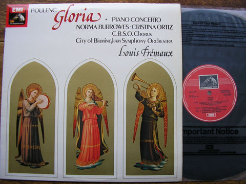 POULENC: GLORIA / PIANO CONCERTO ORTIZ / BURROWES / CBSO / LOUIS FREMAUX  ASD 3299