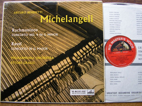 RACHMANINOV: PIANO CONCERTO No. 4 / RAVEL: PIANO CONCERTO in G MICHELANGELI / PHILHARMONIA / GRACIS ASD 255