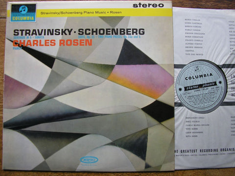 STRAVINSKY: SERENADE in A / SONATA / SCHOENBERG: SUITE Op. 25 / TWO PIANO PIECES CHARLES ROSEN SAX 2480