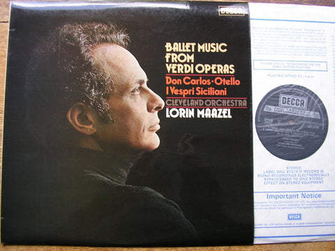 VERDI: BALLET MUSIC FROM DON CARLOS / OTELLO / I VESPRI SICILIANI LORIN MAAZEL / CLEVELAND SXL 6726